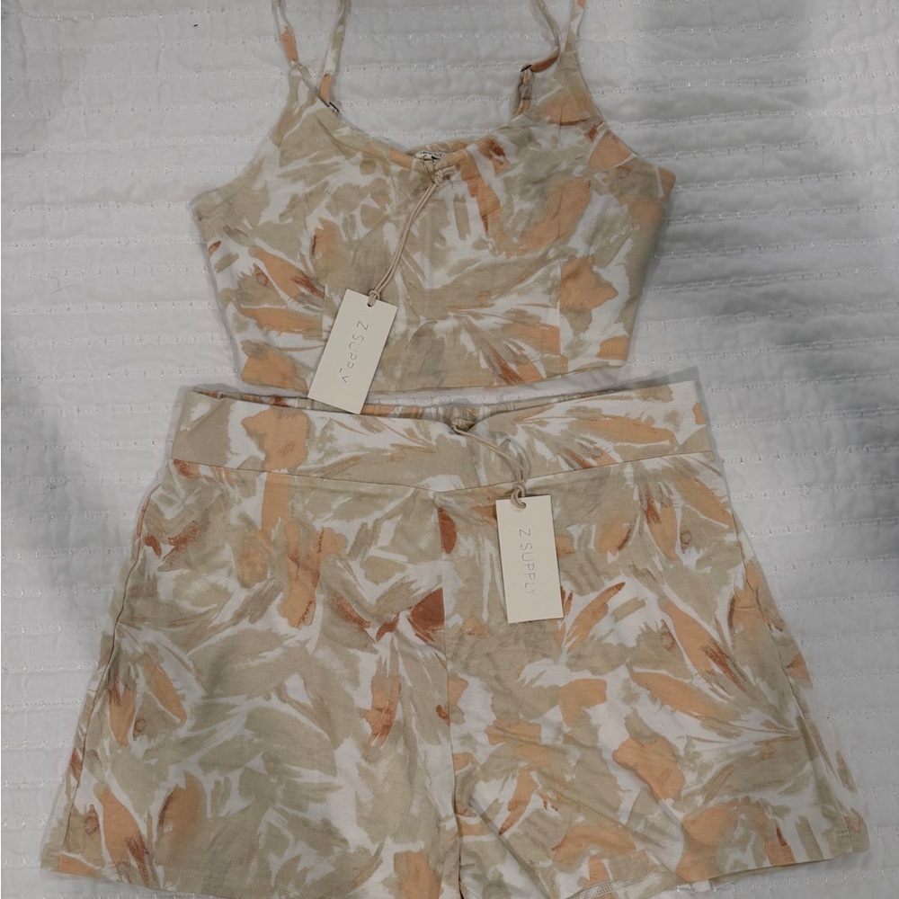 Z Supply Beige & Peach Printed Two-Piece Set